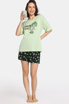 Rosaline Bon Appetit Knit Cotton Shorts Set - Black Beauty — thumbnail 4